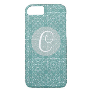 Teal Monogram with Pattern iPhone 8/7 Case