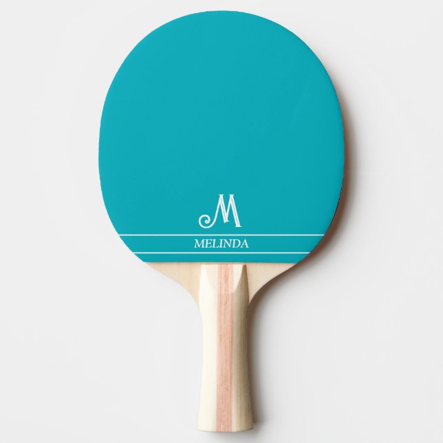 Teal Monogrammed Ping Pong Paddle (Front)