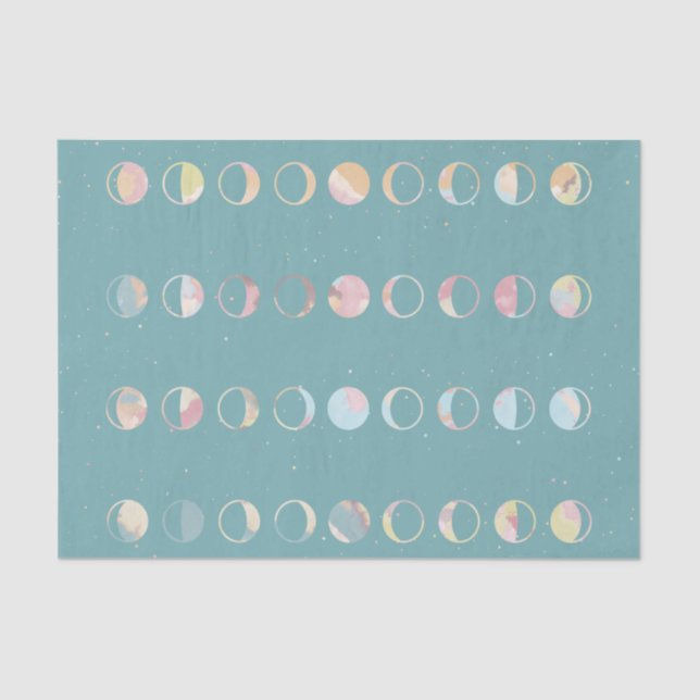 Teal Moon Phases Tissue Paper (Front)