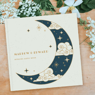 Teal Moon & Stars Celestial Wedding Guest Book