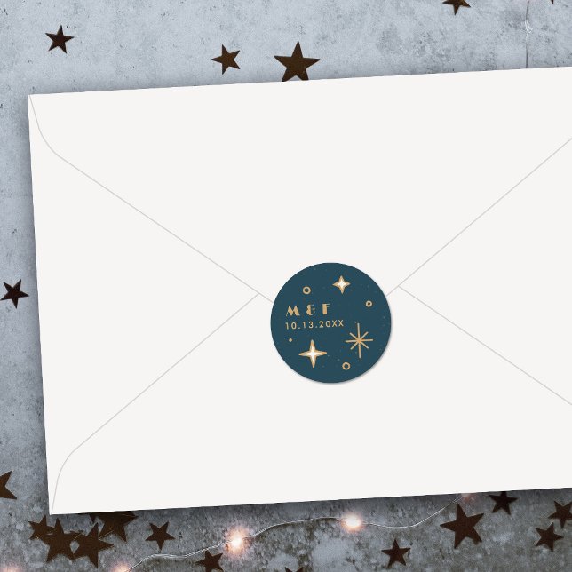 Teal Moon & Stars Celestial Wedding Sticker (Creator Uploaded)