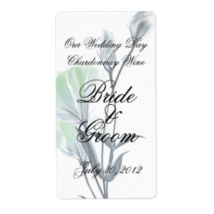 Teal MoonFlower  Wedding Wine Avery Label