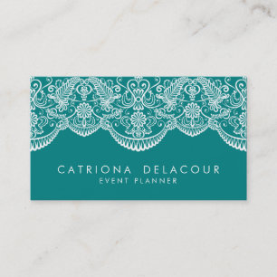 Teal Moroccan Lace Pattern Business Card