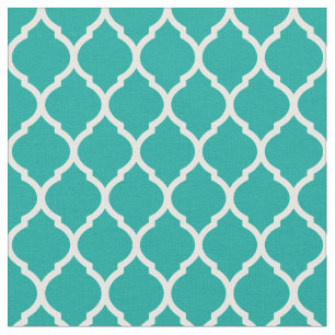 Teal Moroccan Quatrefoil Fabric