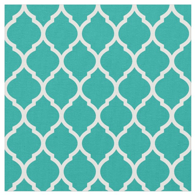 Teal Moroccan Quatrefoil Fabric (Close Up)