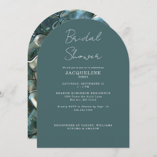 Teal Mosaic Bridal Shower Arched  Invitation
