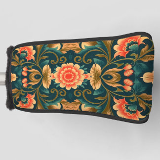 Teal Mosaic Floral Putter Cover