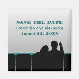 Teal Movie Theatre Save the Date Magnet