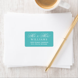 Teal Mr and Mrs Script Wedding Address Label