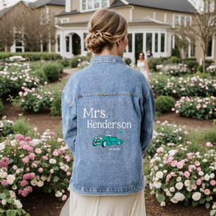 Teal Mrs Brides Last Name Classic Car Denim Jacket