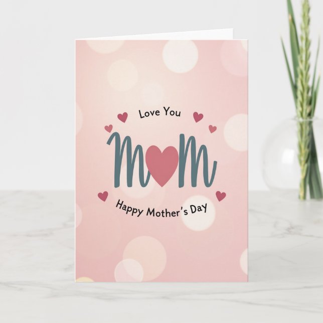 Teal Mum Rose Heart Card (Front)