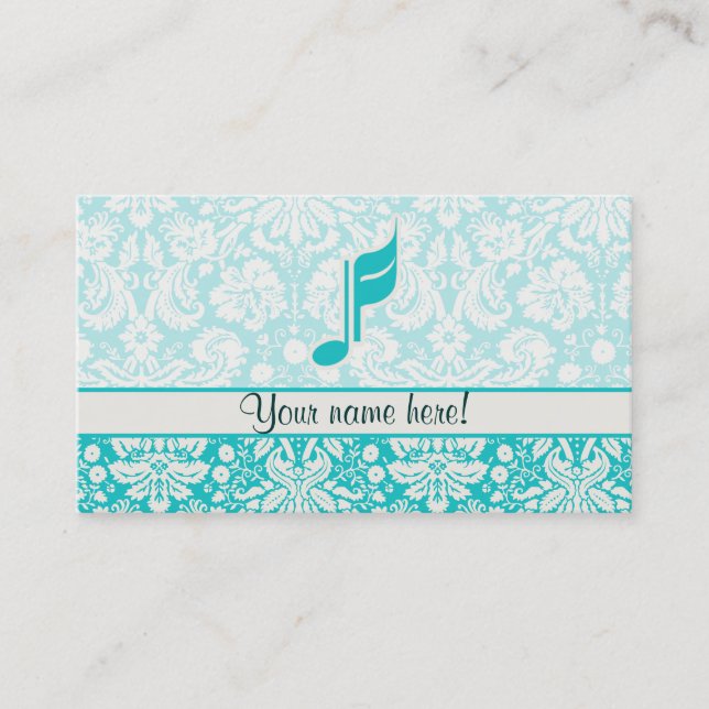 Teal Music Note Business Card (Front)