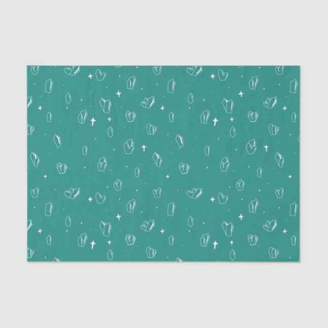 Teal Mystical Crystal Outline Tissue Paper (Front)