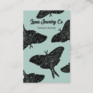 Teal Mystical Luna Moth Blank Business Card