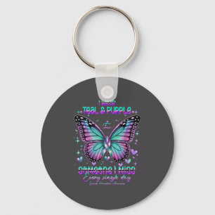 Teal N Purple Butterfly Suicide Prevention Awarene Key Ring