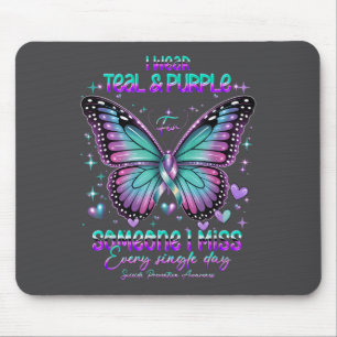 Teal N Purple Butterfly Suicide Prevention Awarene Mouse Mat
