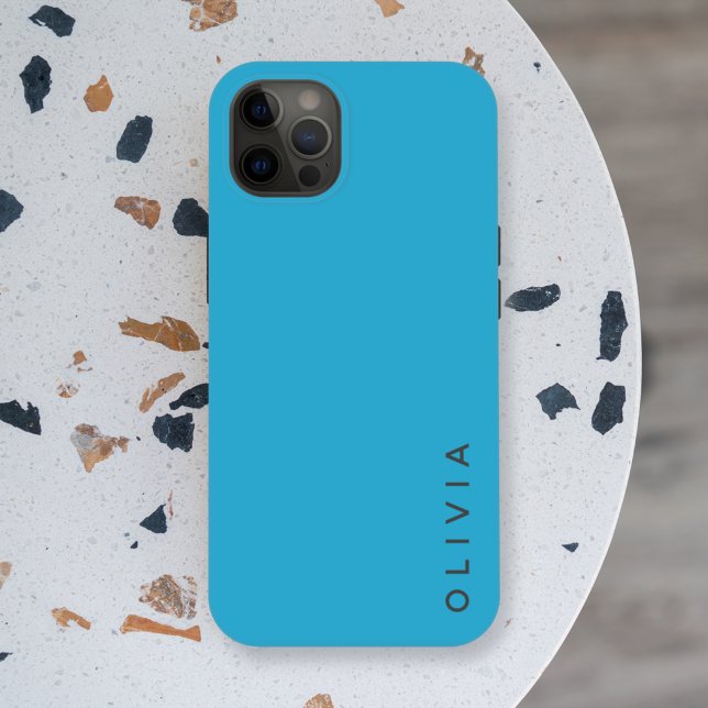Teal Name | Modern Minimalist Funky Simple Blue Case-Mate iPhone Case (Creator Uploaded)