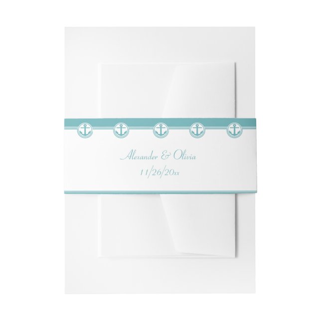 Teal Nautical Anchor Invitation Belly Band (Front Example)