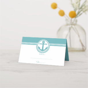 Teal Nautical Anchor Reception Place Card