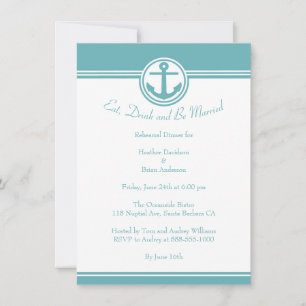 Teal Nautical Anchor Rehearsal Dinner Invite