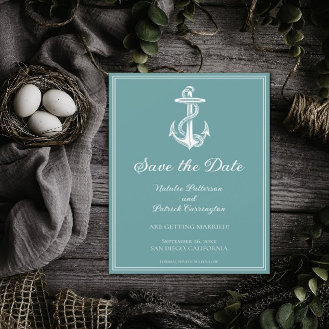 Teal Nautical Anchor Save the Date Invite (Creator Uploaded)