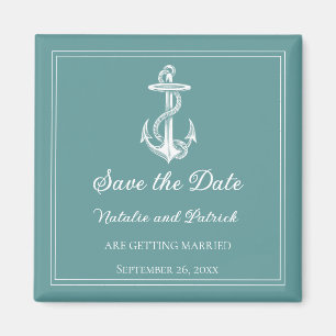 Teal Nautical Anchor Save the Date Magnet