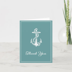Teal Nautical Anchor Thank You Card