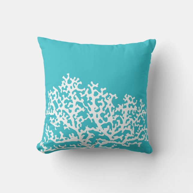 Teal Nautical Coral Reef Cushion (Front)