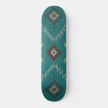 Teal Navajo Tribal Geometric Pattern
