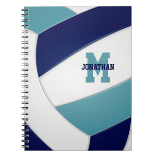 teal navy blue team colours boys girls volleyball notebook