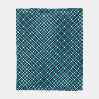 Teal & Navy Geometric Grid Pattern Fleece Blanket