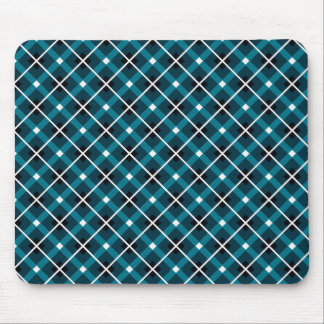 Teal & Navy Geometric Grid Pattern Mouse Mat