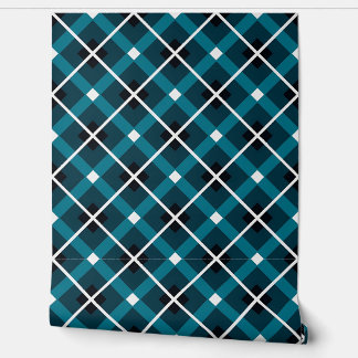 Teal & Navy Geometric Grid Pattern Wallpaper