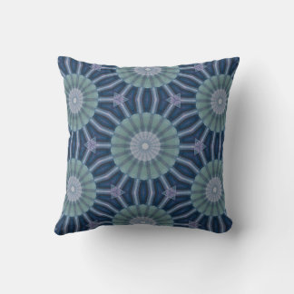 Teal & Navy Geometric Kaleidoscope Pattern Cushion