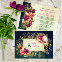 Teal, Navy, Green, Gold Bold Florals Wedding