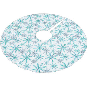 Teal Navy Snowflake Pattern Brushed Polyester Tree Skirt