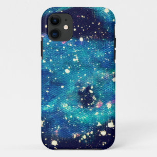Teal Nebula and Stars iPhone 11 Case
