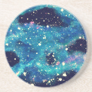 Teal Nebula and Stars Coaster