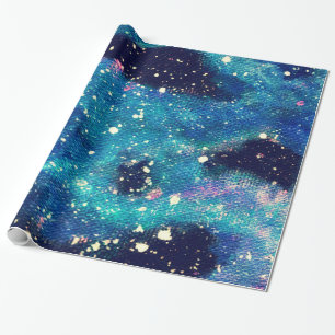 Teal Nebula and Stars Wrapping Paper