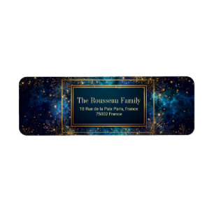 Teal Nebula Gold Line Botanical Return Address