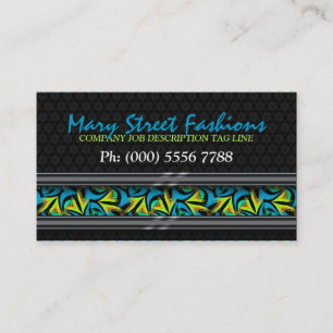 Teal+ Neon Graffiti Street on Black Business Cards