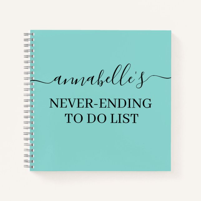 Teal Never Ending To Do List Notebook (Front)