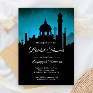 Teal Night Sky Arabian Nights Bridal Shower Invitation