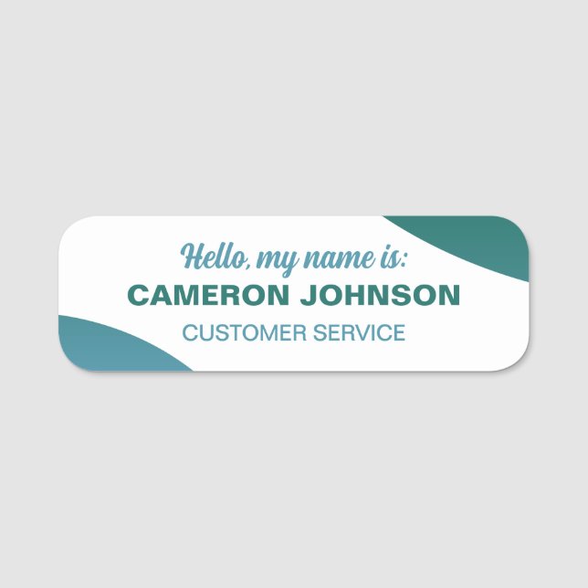 Teal No Logo Employee Name & Title Name Tag (Front)
