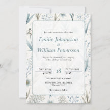 Teal Nordic Floral Wedding Elegant Minimal