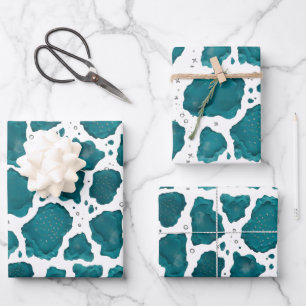 Teal Ocean Agate Modern Abstract Stone Gift Wrap