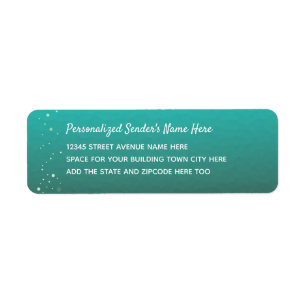Teal Ocean Pattern Personalised Return Address