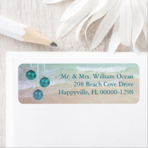 Teal Ocean Tropical Christmas Return Address