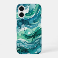 Teal Ocean Watercolor Abstract Pattern