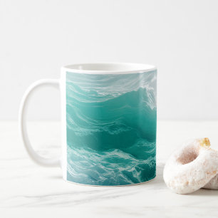 Teal Ocean Waves Abstract Dream  Coffee Mug